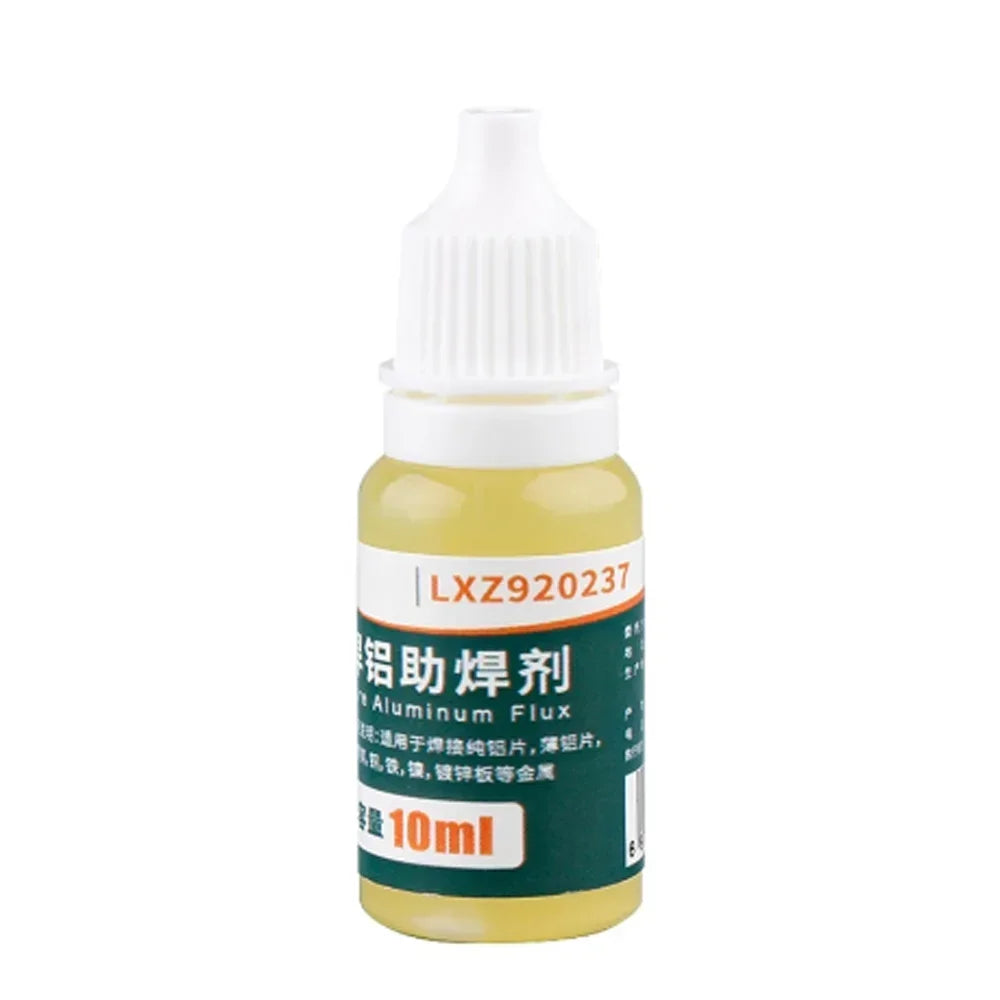 10 ml yellow multi-metal soldering flux bottle for aluminum, stainless steel, copper, iron, nickel, and galvanized metal