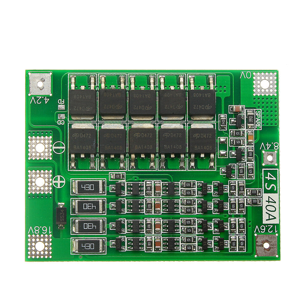 4S 40A BMS – 16.8V Li-ion Protection Board with Top Balancing