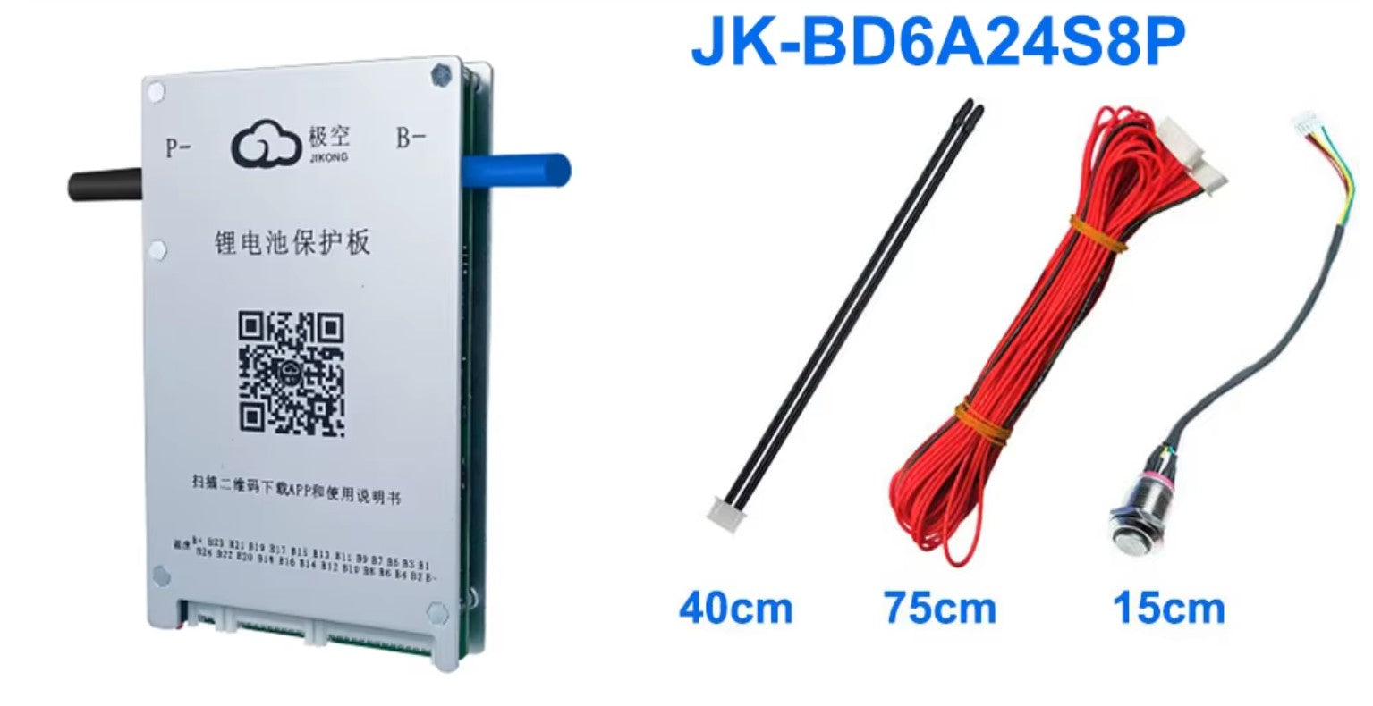 Smart Active Balance BMS JK‑BD6A24S8P – 8–24S Li‑Ion / LiFePO₄ / LTO | 80 A Continuous, 150 A Peak, Bluetooth + CAN/RS485