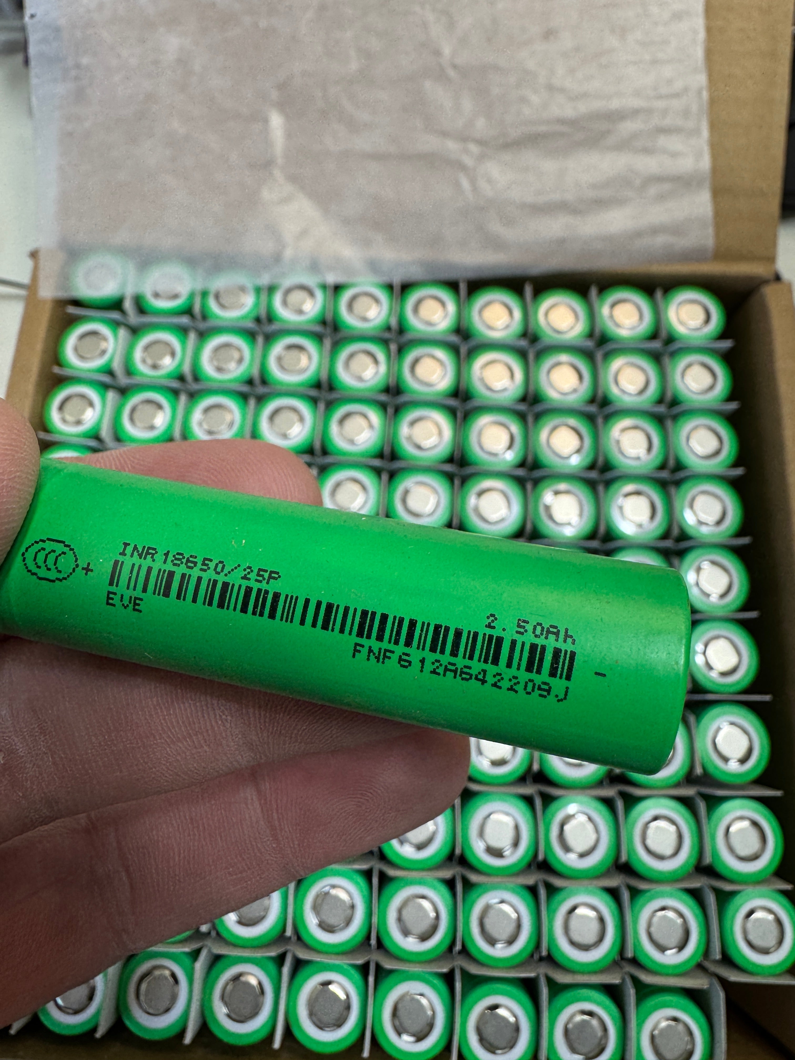 EVE 25P 18650 Battery – 2500mAh, 20A