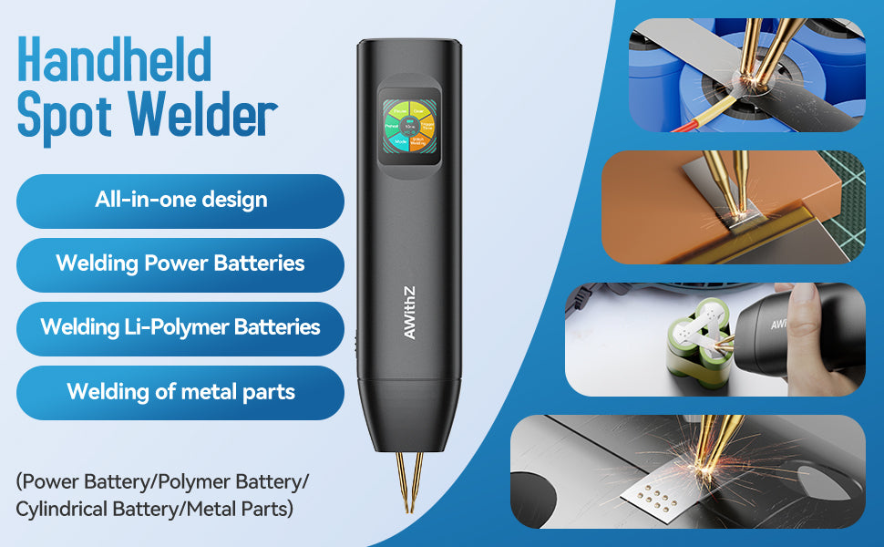 AWithZ H5 Mini Spot Welder – 5000 mAh Battery, 0–0.35 mm Welding, TFT Display