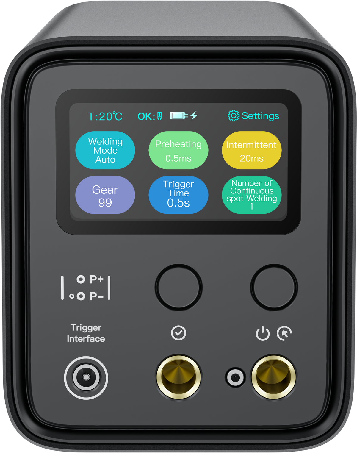 AWithZ UF20B display, controls, and welding pen connectors