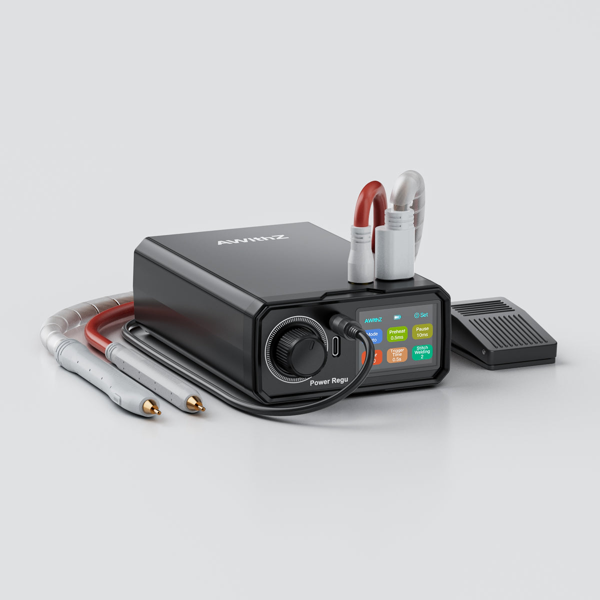AWithZ UK3 portable spot welder with welding pens and foot pedal