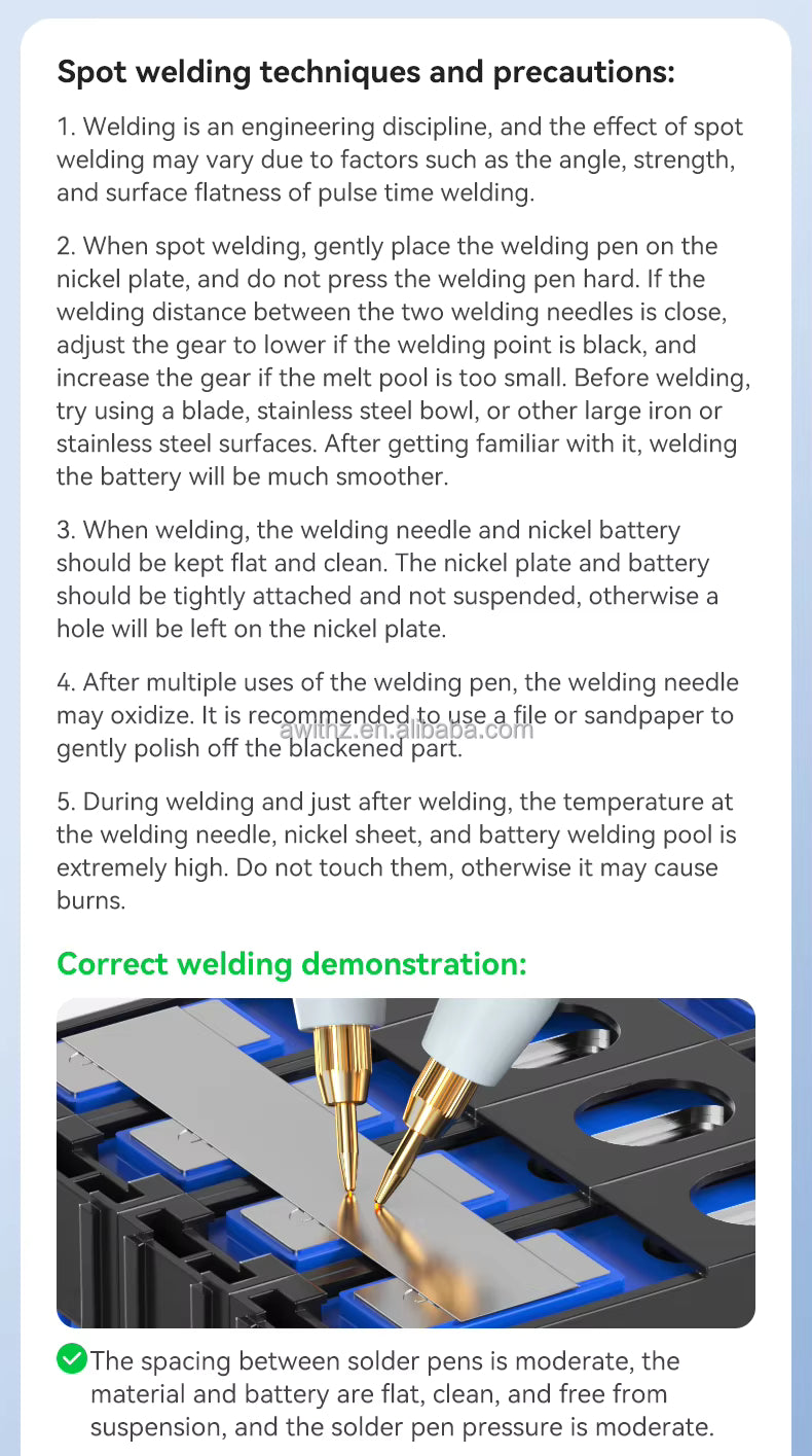 AWithZ WP158 Spot Welding Pens – Premium Copper Handheld Electrodes for Battery Building, detail view 3