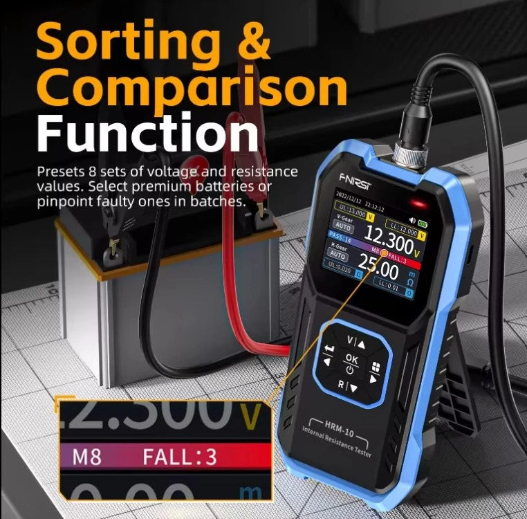 FNIRSI HRM-10 Premium Battery Tester Kit with Clamp