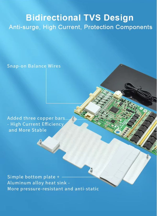 JBD 6-8S 100A Smart BMS with UART & Bluetooth for Li-ion, detail view 3