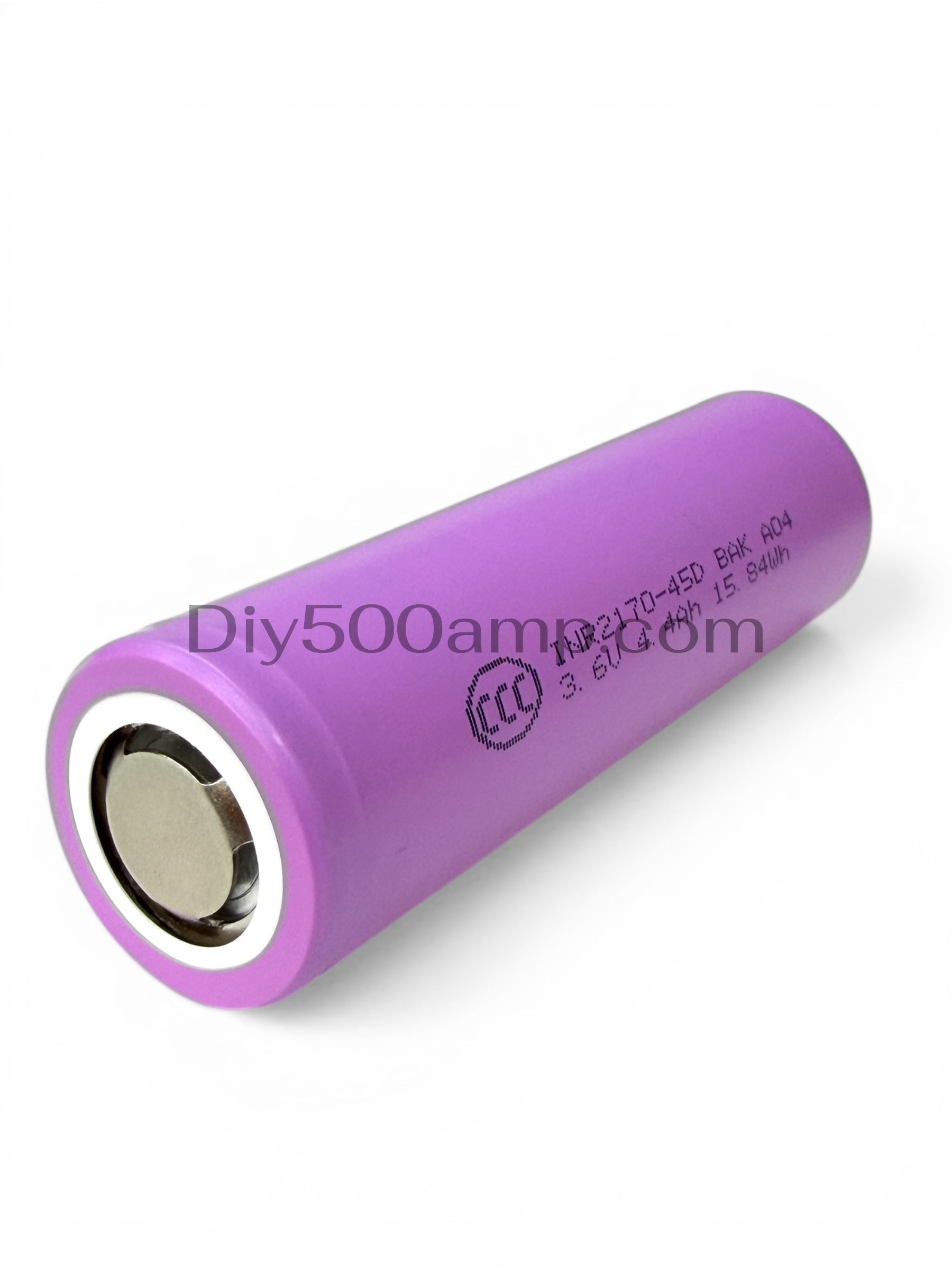 LG INR21700-45D 4400mAh lithium-ion battery cell, angled side view