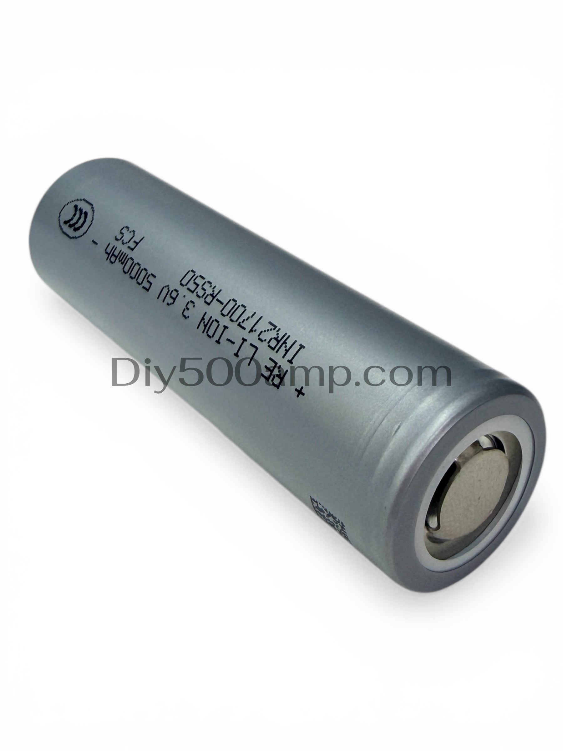 Reliance RS50 21700 5000mAh 70A tabless lithium-ion battery cell, side angle view