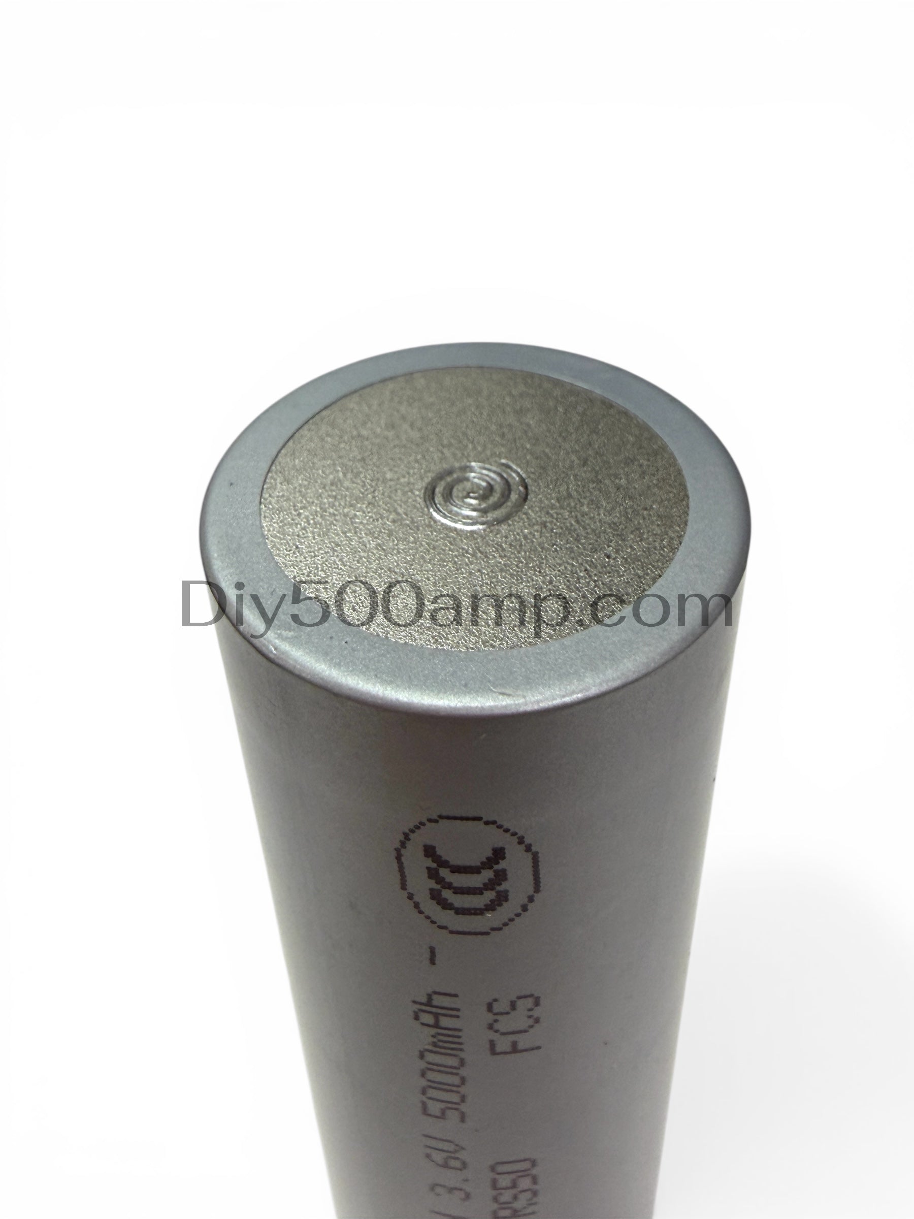 Reliance RS50 21700 5000mAh 70A tabless lithium-ion battery cell, top view, negative end