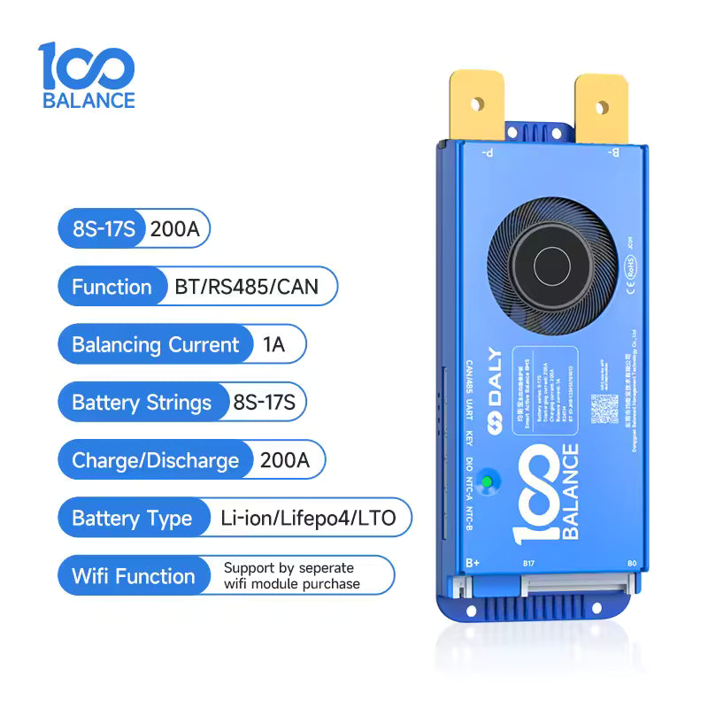 Daly Smart Active Balance BMS with Bluetooth (4S–24S) | UART / CAN | 60A–200A