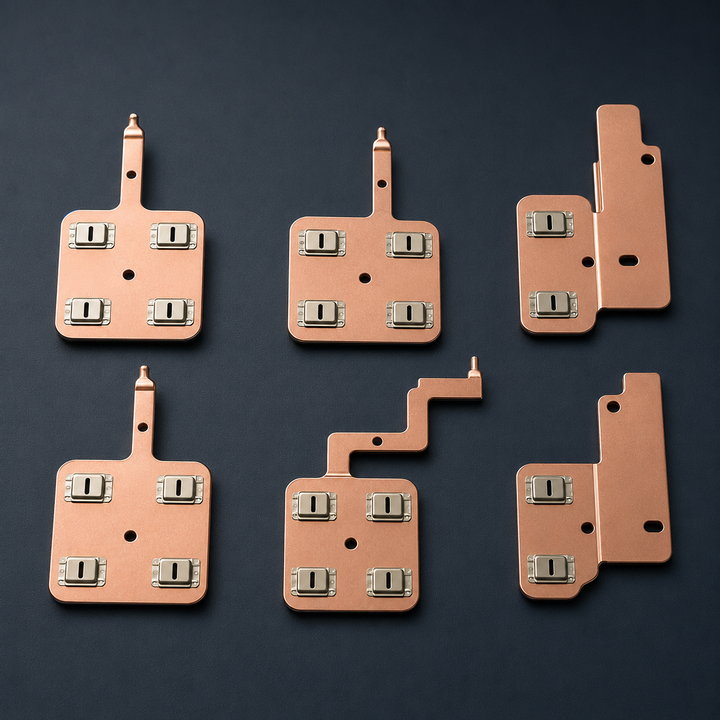 WELLGO six-piece copper-nickel busbar set for Milwaukee M18 FORGE 8Ah-style 10-cell 21700 battery case