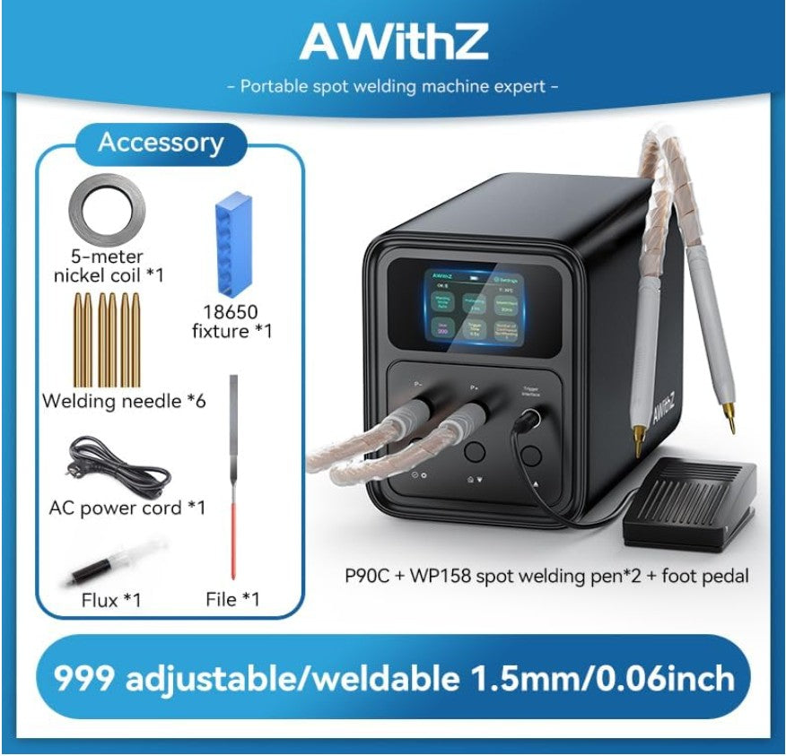AWithZ P90C Spot Welder – 56.8kW, 999 Gears, 0.6mm Capacity