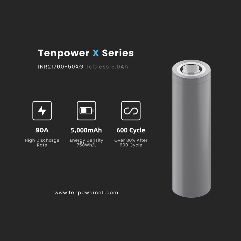 Tenpower TENPOWER 50XG 21700 5000 mAh 90A Battery – Tabless Cell