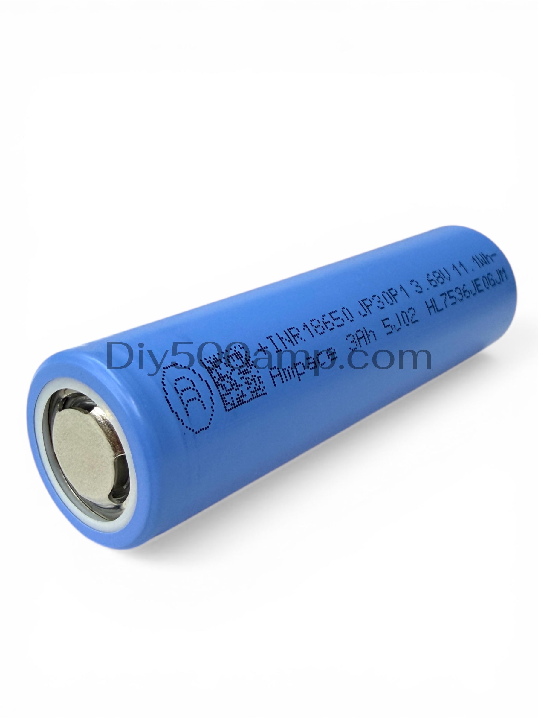 Ampace INR18650-JP30PM 3000mAh lithium-ion battery cell, angled side view
