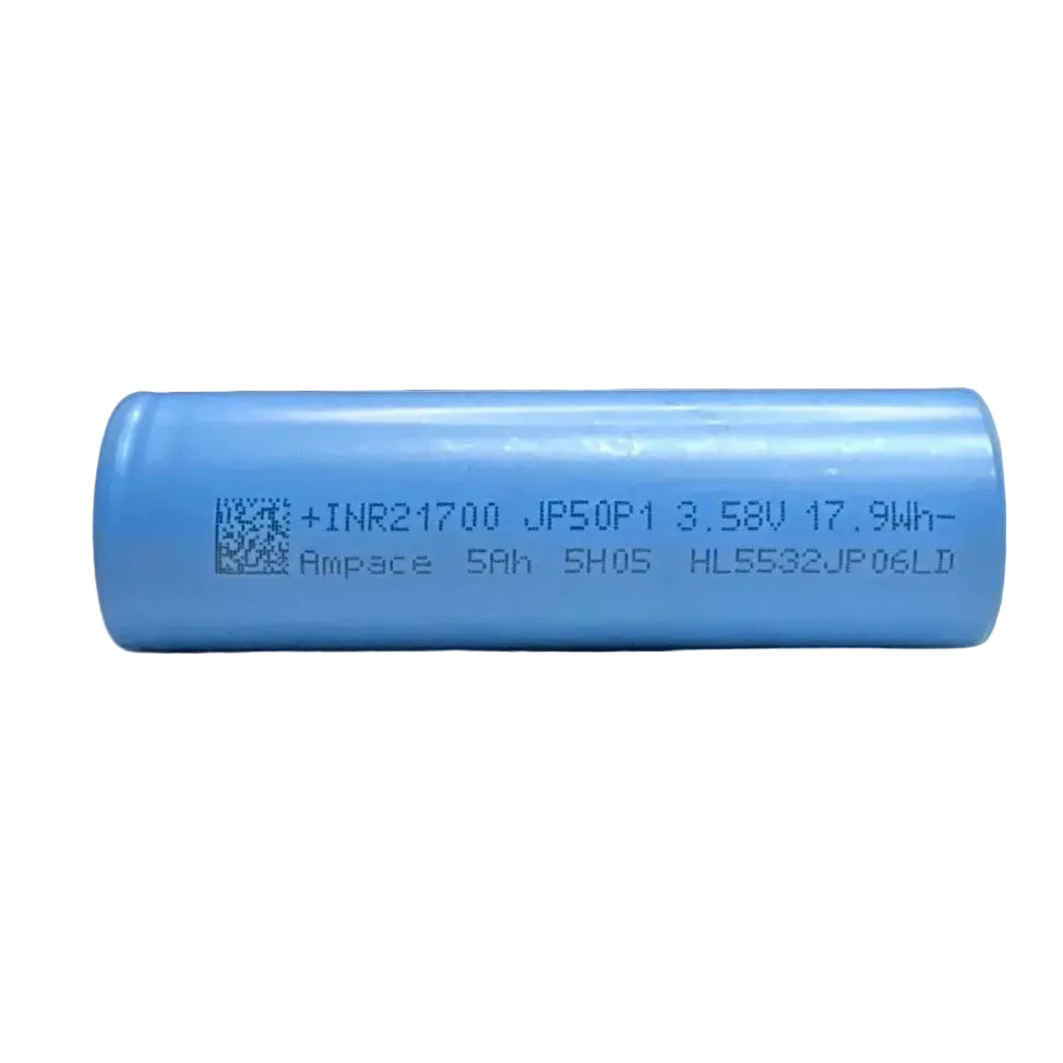 Ampace INR21700 JP50P1 5000mAh lithium-ion battery cell, side view