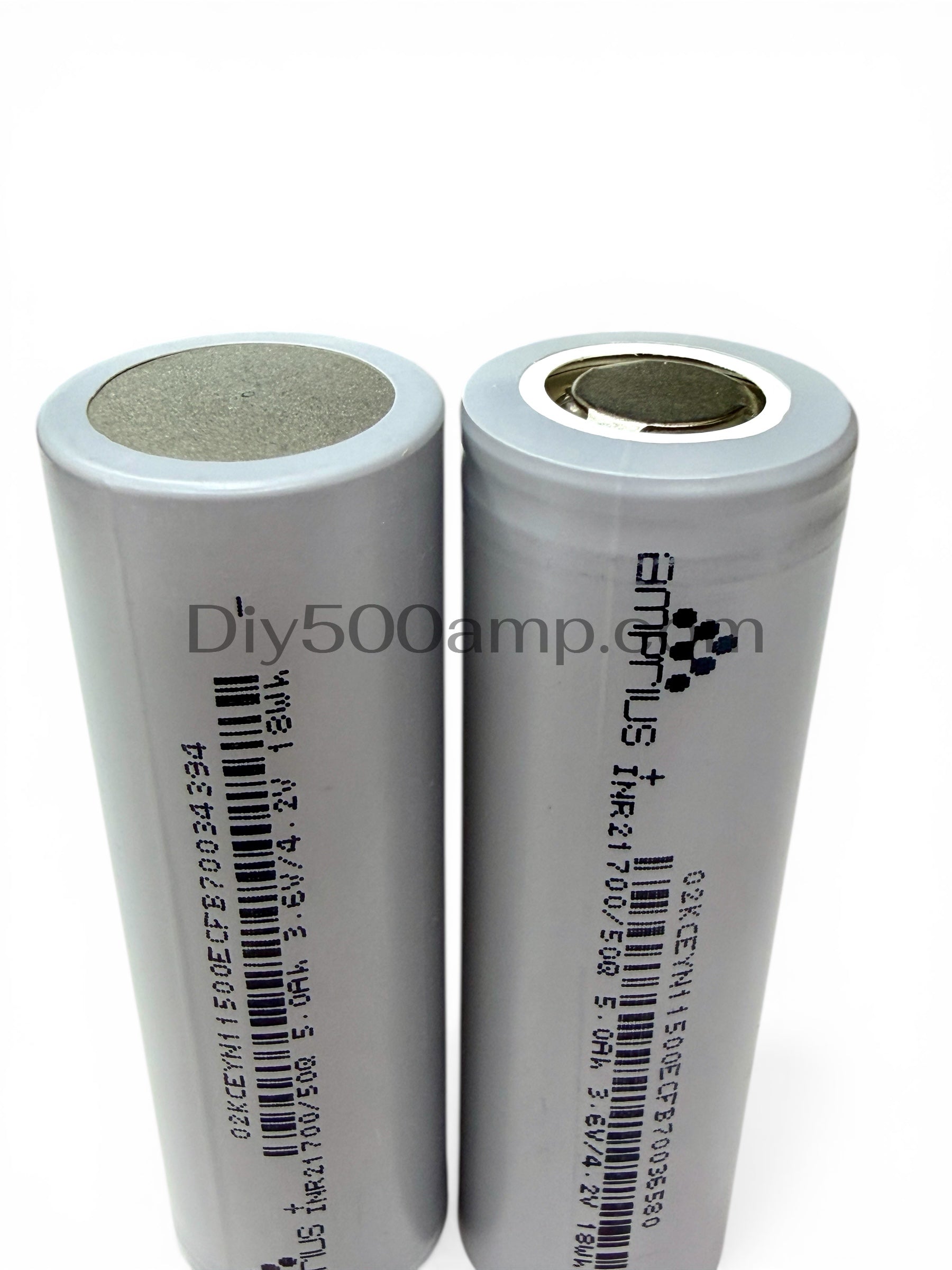 Three Amprius 21700 50Q 5000mAh tabless battery cells, terminal view