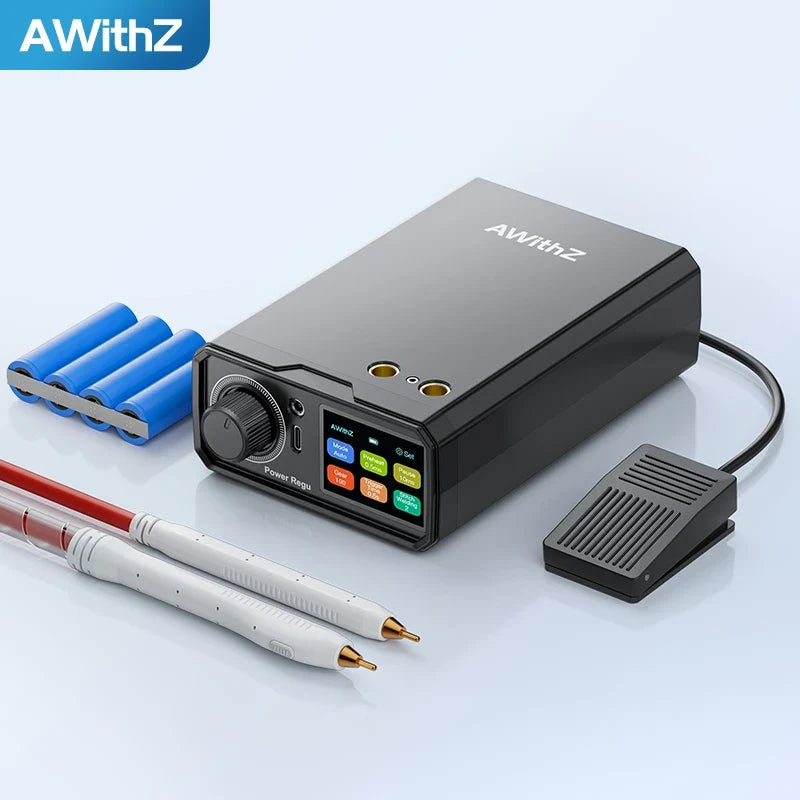 AWithZ UK3 portable battery spot welder complete kit with two welding pens and foot pedal