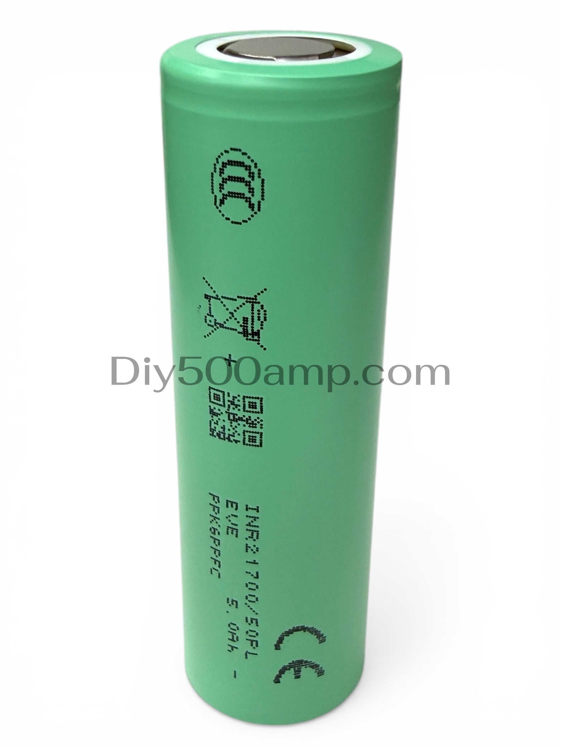 EVE INR21700-50PL 5000mAh lithium-ion battery cell, upright front view