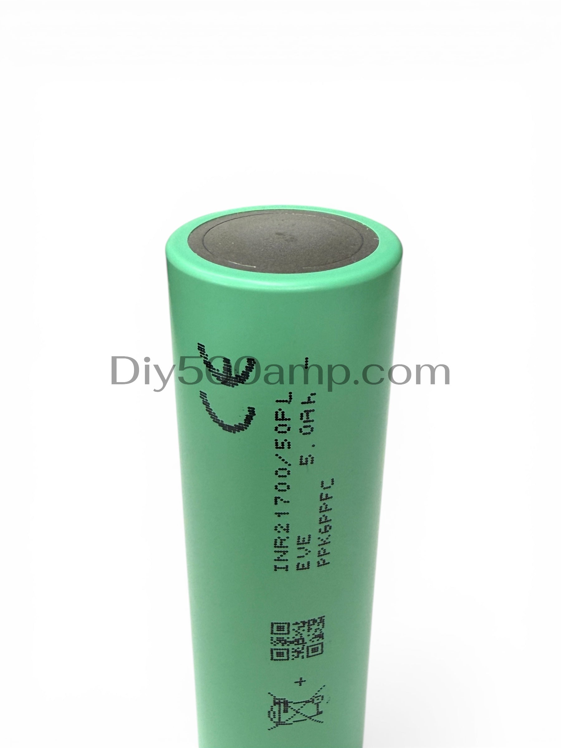 EVE INR21700-50PL 5000mAh lithium-ion battery cell, upright top angle view