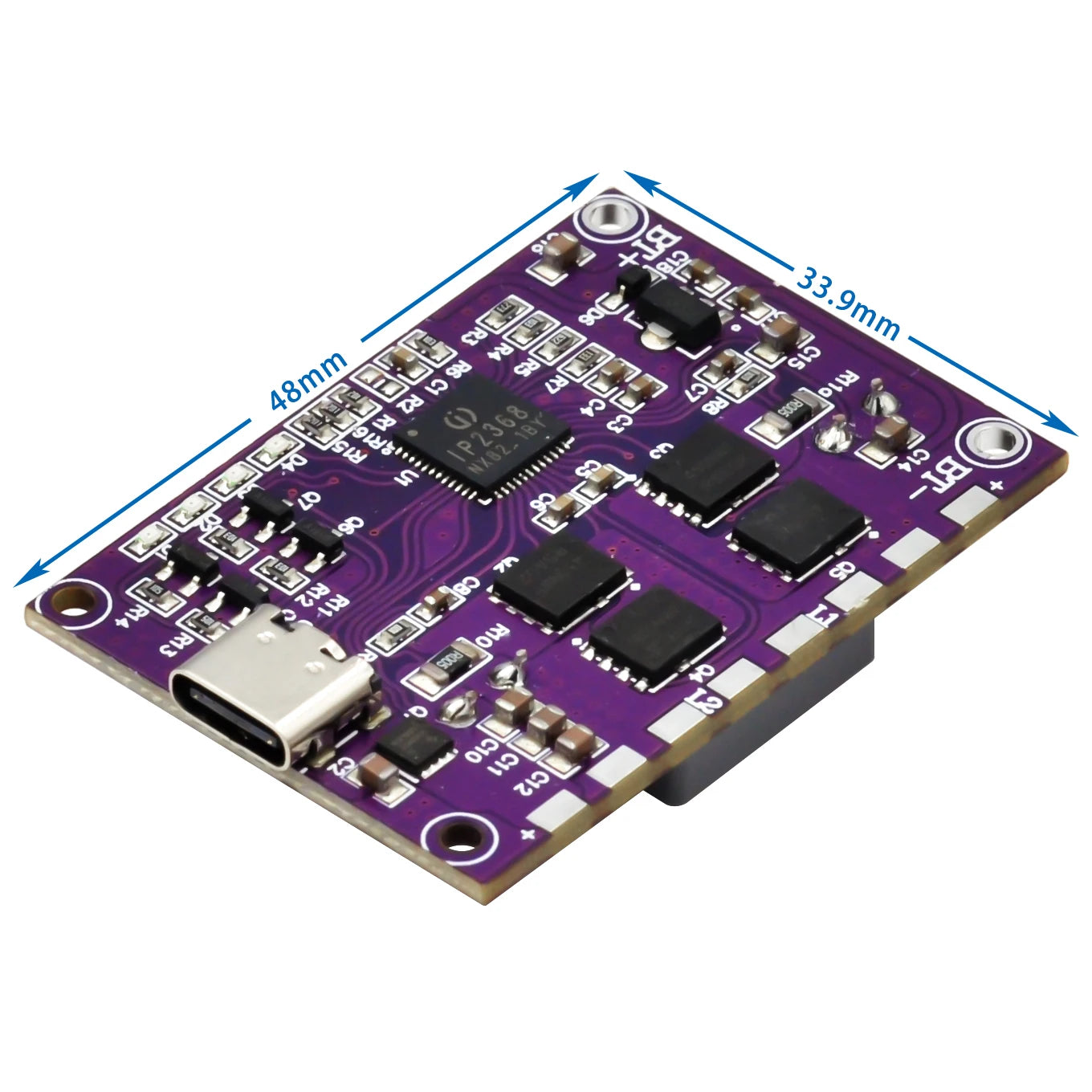 IP2368 4S USB-C module seller dimension drawing, 48 by 33.9 mm