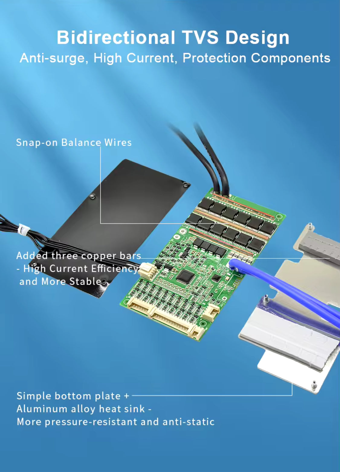 JBDBMS Smart BMS BT UART 100A 6-21S, detail view 5