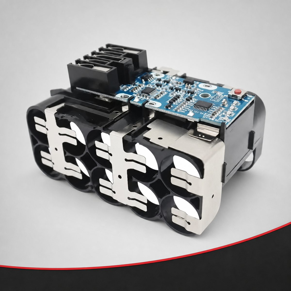 Milwaukee M18-compatible 18650 6Ah case and PCB kit alternate internal view