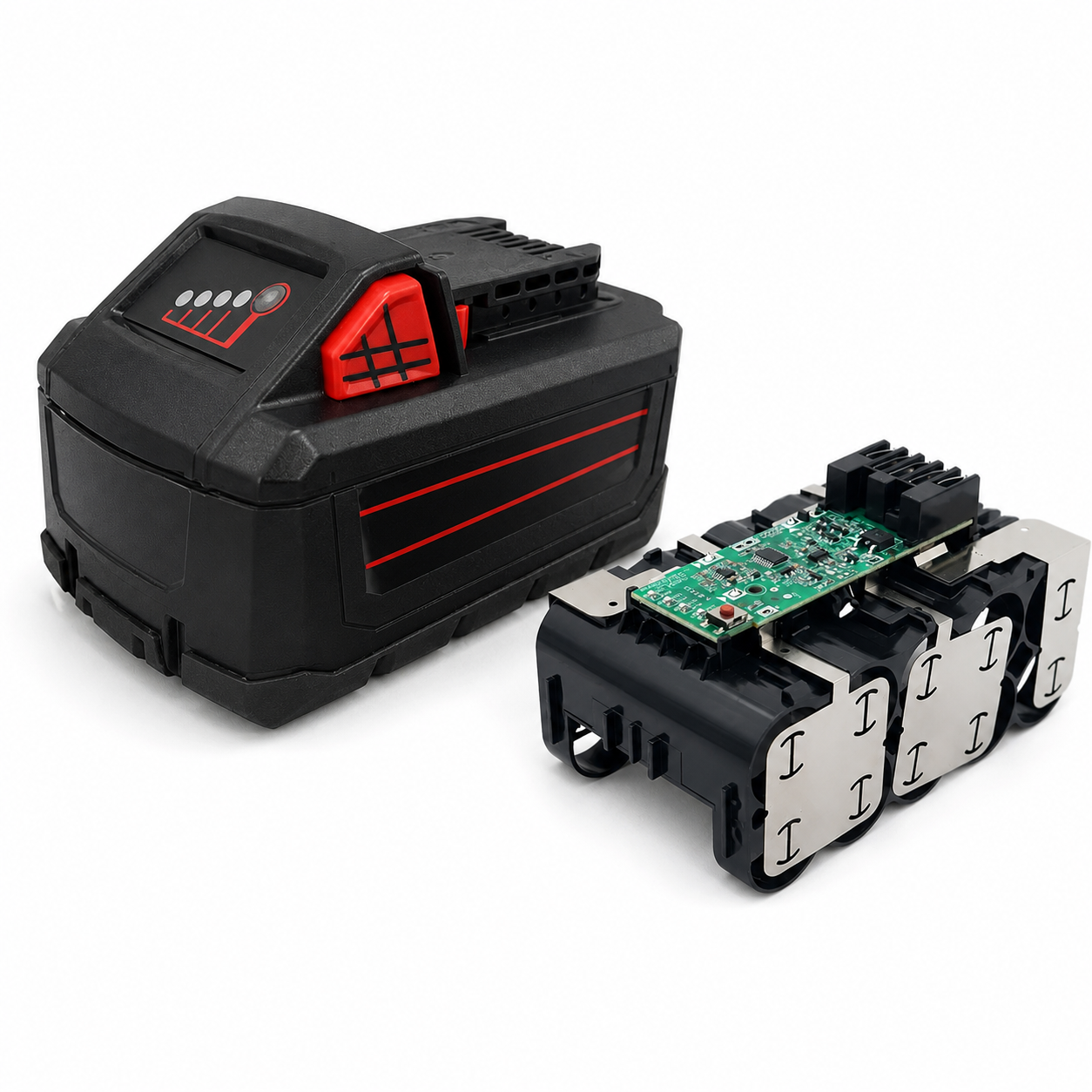 Milwaukee M18-compatible 21700 8Ah DIY battery case and PCB kit with complete housing and 10-cell PCB assembly